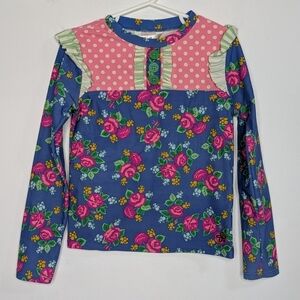 Matilda Jane blue pink floral ruffle rash guard top 6